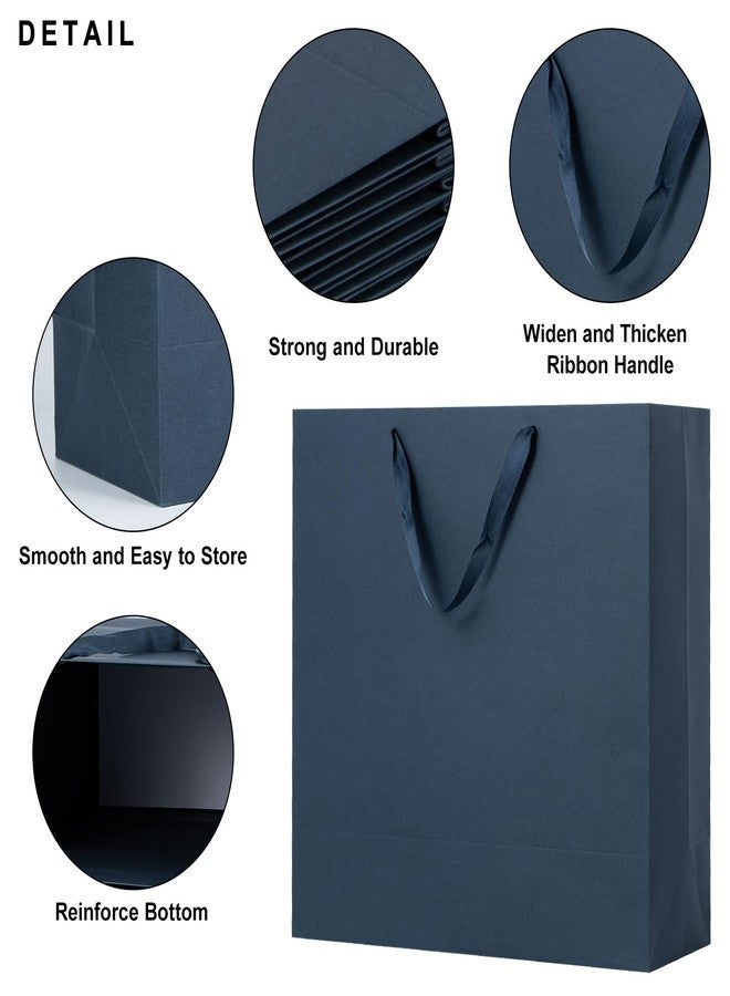 driew Large Gift Bags with Handles 12pcs, 17x7x17 Inch Extra Large Size Paper Gift Bags Bulk Heavy Duty for Shopping Party Favor Wedding Birthday Packing Retail Small Business (Navy Blue) - Image 3